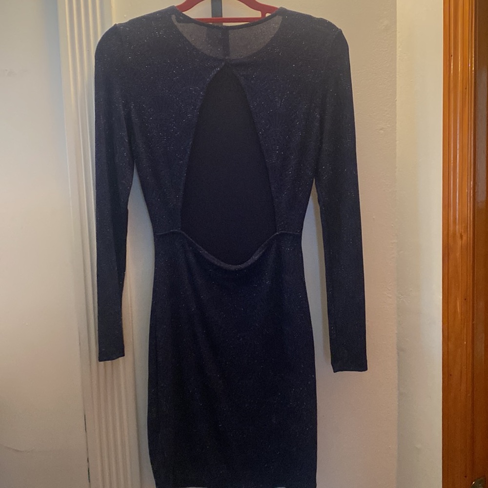 SEXY SPARKLY NAVY BLUE BACKLESS DIVIDED H&M DRESS NEVER WORN - Picture 4 of 5